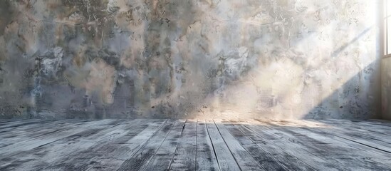 Perspective Room for showcasing products with a background for interior design and loft office style. Plaster or Gypsum wall texture.