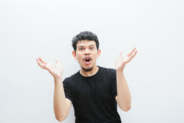 Fototapeta premium happy shocked asian man expression