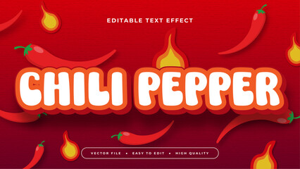 Red white and orange chili pepper 3d editable text effect - font style