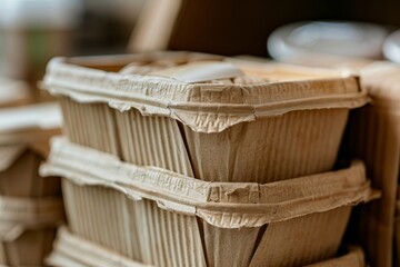 Kraft paper tableware on a cafe background.