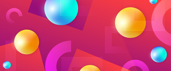 Colorful modern and simple abstract gradient banner art vector with shapes. For background presentation, background, wallpaper, banner, brochure, web layout, and cover