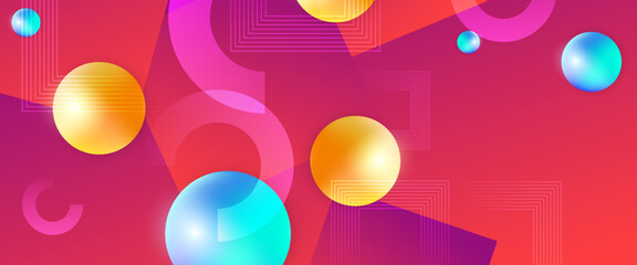 Colorful vector abstract gradient banner with simple geometric shapes. For cover design, book design, poster, cd cover, flyer, website backgrounds or advertising