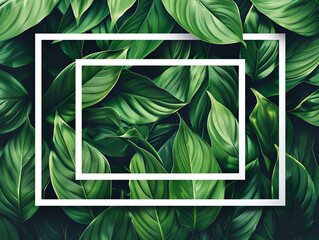 green leaves frame, green leaves background