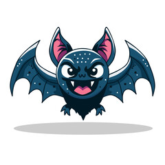 Vector illustration of a bat with a fierce face in minimalist and flat style isolated on a white background