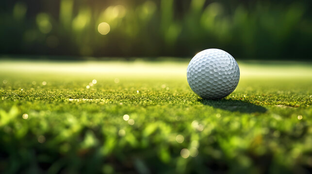 golf ball on the green field. equipment and sports item