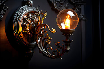home decorative lamp on the wall. electric lamp. home interior and equipment. lighting in the house