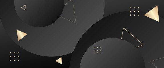 Black and gold vector abstract banner with simple geometric shapes. For cover design, book design, poster, cd cover, flyer, website backgrounds or advertising