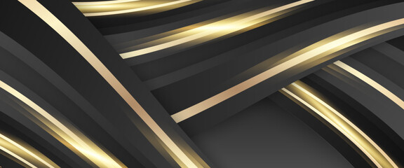 Black and gold minimal geometric shape abstract banner. For business banner, formal backdrop, prestigious voucher, luxe invite, wallpaper and background