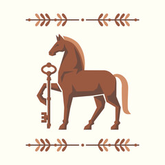 decorative horse with key vector