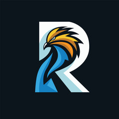 letter R bird colorful symbol