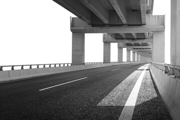 Cement elevated highway overpass. bridge infra structure. isolated on white background.
