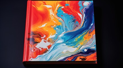 A notebook with a colorful cover