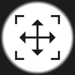 Directional arrows icon. Camera focus symbol. Editing interface element. Targeting graphic. Vector illustration. EPS 10.