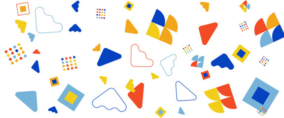 Colorful banner vector memphis geometric style background template. For web design, business presentation, website header, invitation background