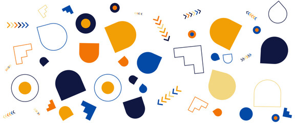 Colorful vector flat minimalist geometric memphis style banner. For presentation background, banner, background, poster, certificate, annual report, cover