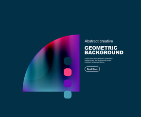 Round triangle and round square composition geometric background