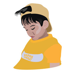 vector image of a small child contemplating