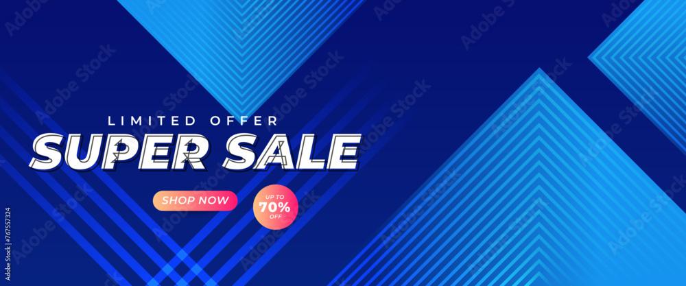Aufkleber blue and peach vector big sale vector banner design with geometric shapes style. for sale background