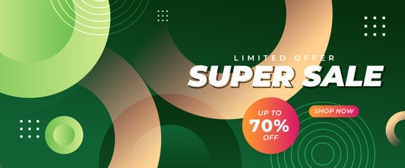 Green peach and beige vector special offer super sale discount template banner. For sale background, poster, flyer, catalog