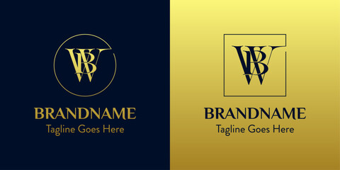 Letters BW In Circle and Square Logo Set, for business with BW or WB initials