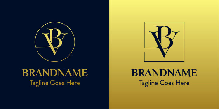 Letters BV In Circle and Square Logo Set, for business with BV or VB initials