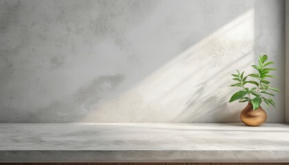 Light and Shadow on Kitchen Room with White Studio Background