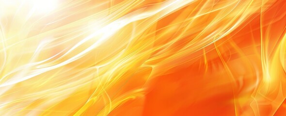 Abstract warmth with waves of yellow and orange hues, overlaid with bright light spots, evoking optimism and happiness. - obrazy, fototapety, plakaty