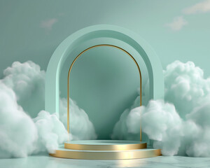 door and cloud podium for marketing products 