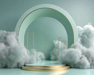 landscape with clouds podium for marketing 
