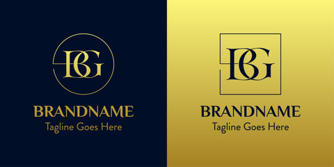 Letters BG In Circle and Square Logo Set, for business with BG or GB initials