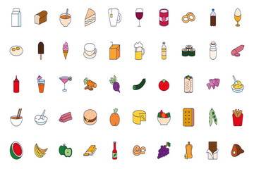 bundle of food and drinks icons