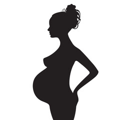 silhouette of pregnant woman graphic design - obrazy, fototapety, plakaty