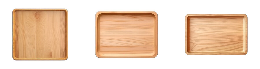 Wooden tray plate png isolated background
