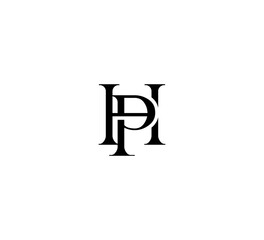 Initial Letter Logo. Logotype design. Simple Luxury Black Flat Vector HP