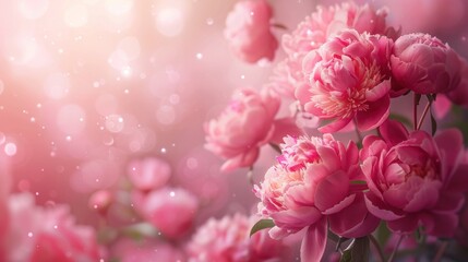 Soft Pink Peony Blossoms on a Delicate Floral Background