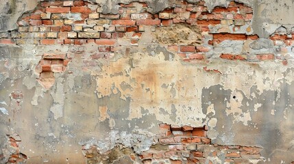 Old brick wall with traces of old plaster