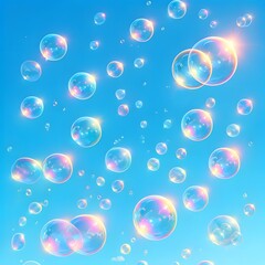 Bubbles on a Blue Sky Background