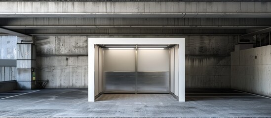 mockup of a shelter or booth in a parking structure - obrazy, fototapety, plakaty