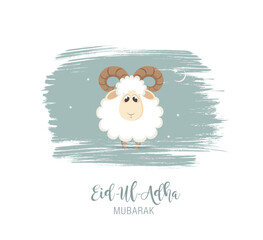 Greeting card for Muslim Community Festival of Sacrifice Eid-Ul-Adha. Vector illustration