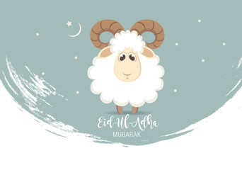 Naklejka premium Greeting card for Muslim Community Festival of Sacrifice Eid-Ul-Adha. Vector illustration