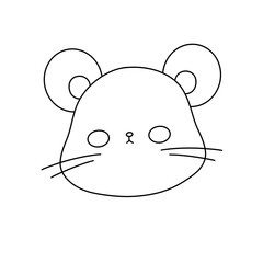 A cartoon drawing of a small white head with a black nose and whiskers. The drawing is simple and cute, with a playful and lighthearted mood