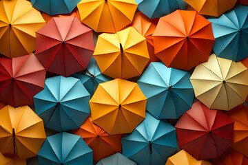 Fototapeta na wymiar opened colored umbrellas. background abstraction. top view