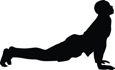 Silhouette of people workout. Person doing fitness activity illustration