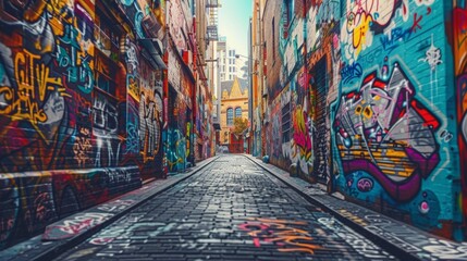 Graffiticovered alleyways wind through the urban jungle the colorful artwork a nod to the citys vibrant past.
