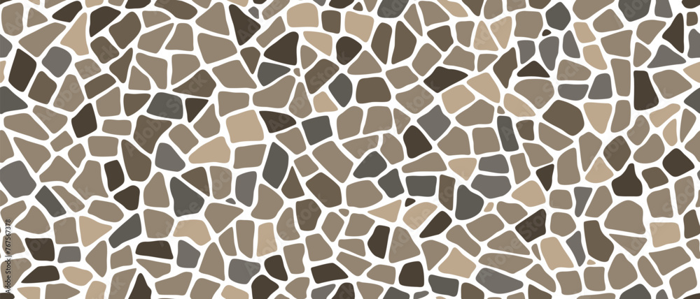 Wall mural mosaic pebble stone ground pattern. vector tile background with arranged small, rounded rocks, creat