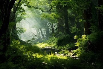 Obraz premium Mystic Green: The Surreal Beauty of a Verdant Bush Landscape Under the Sun