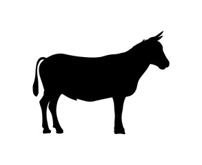 Cow silhouette character vector illustration icon. Cow logo milk pictogram beef black bull farm animal icon