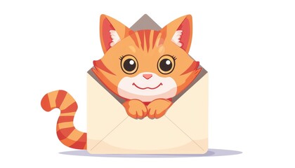 Charming Cat Mail Illustration
