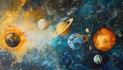 Obraz na płótnie Canvas Solar System Spectacle Art Piece 