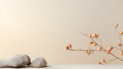 There is a vase with a flower and a stack of rocks generative ai
